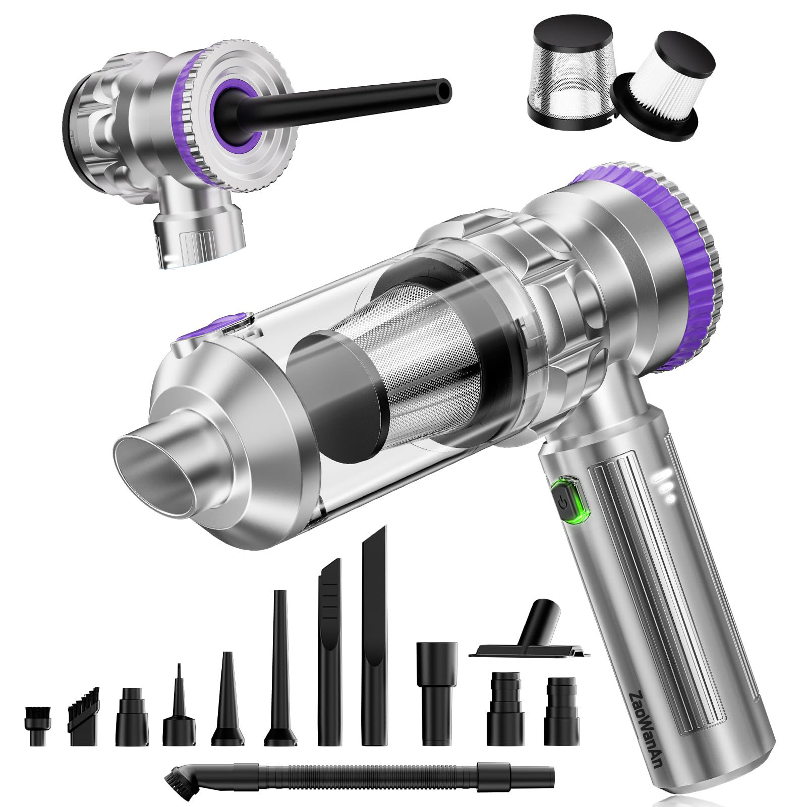 ZaoWanAn Handheld Vacuum Cleaner, Effortlessly Clean Your Home, 15,000 RPM Strong Motor, Model ZAOWANAN-2653-SCXCQ